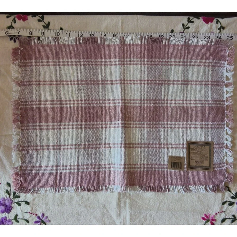 NWT VTG (Set of 4) Windham Weavers Gingham Placemats Rose 13
